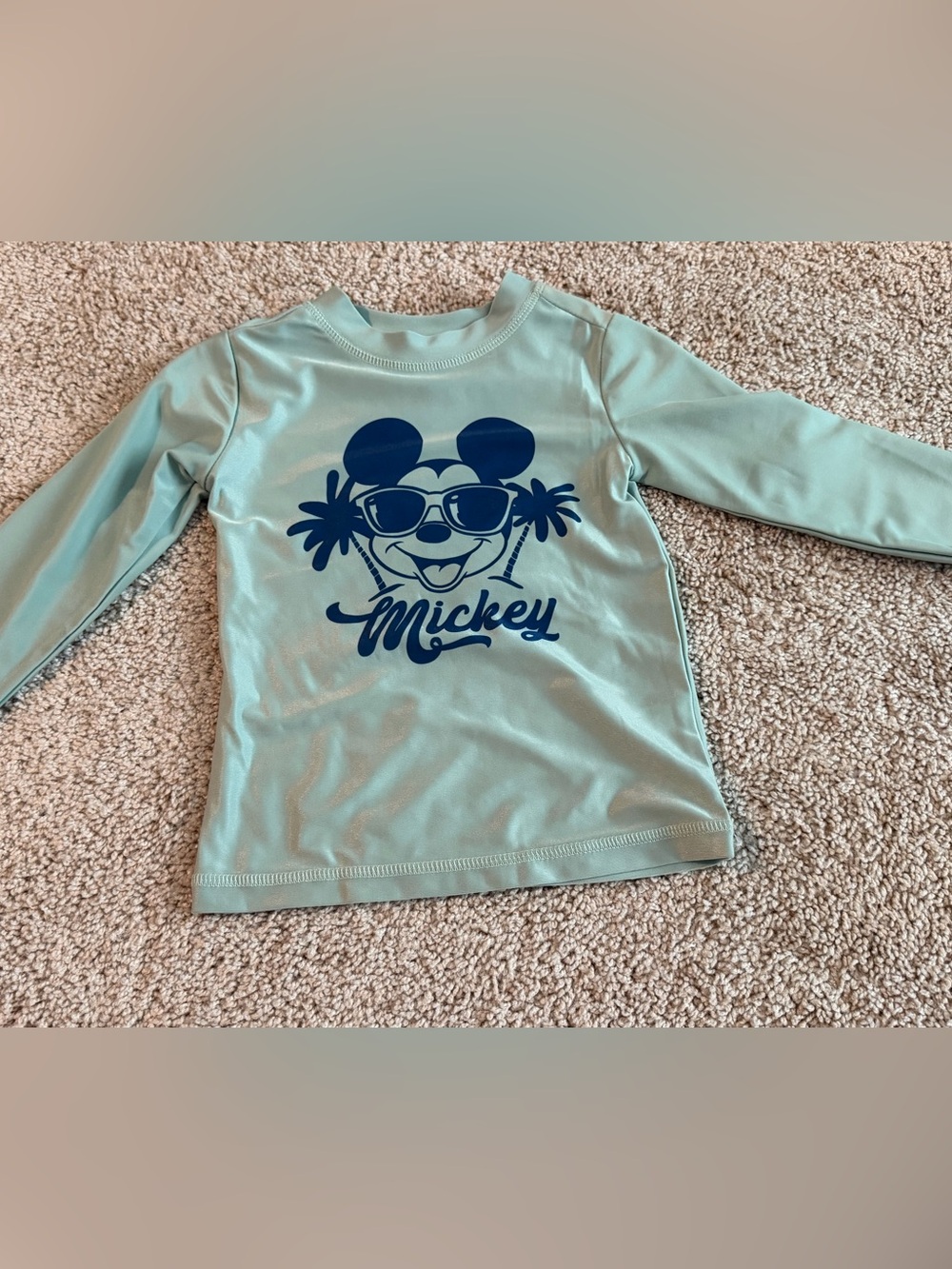 Mickey Mouse Boys Rash Guard Swim Shirt Green/Blue Size 2T NWT Disney Beach